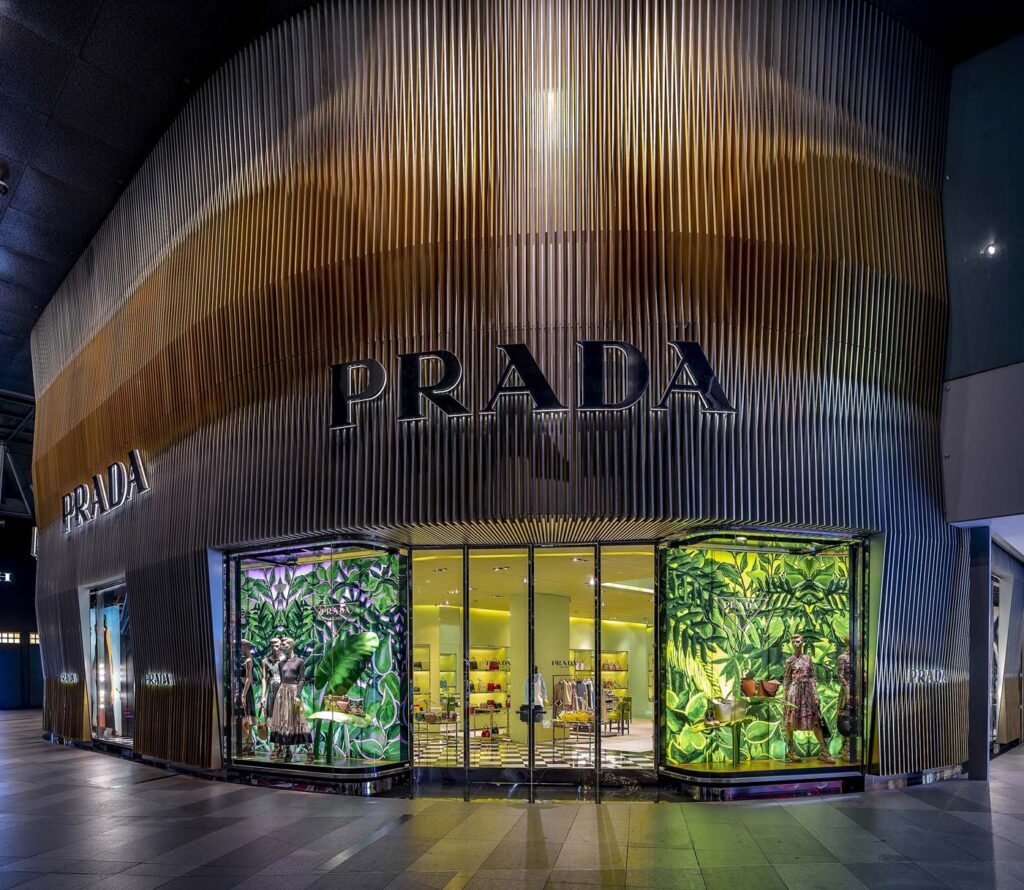 prada window display visual merchandising of products